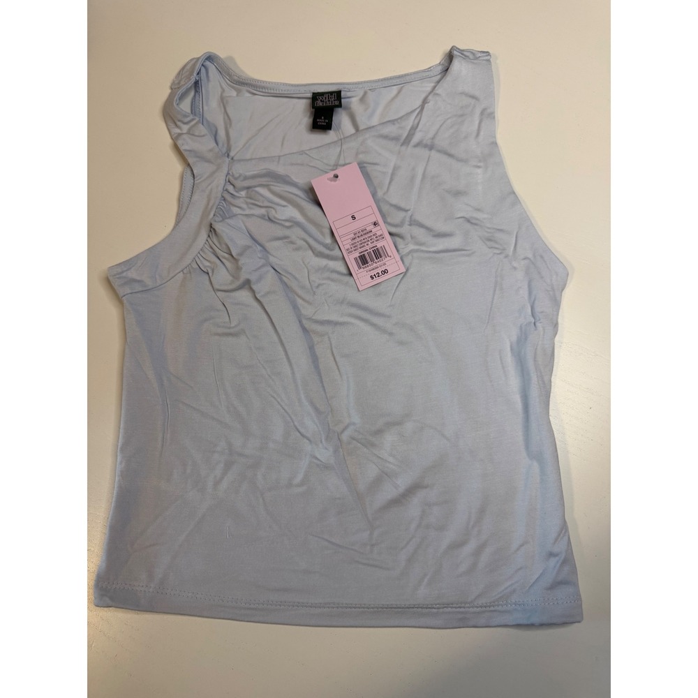Wild Fable Juniors Asymmetrical Ruched Tank Top Light Blue Size S NWT